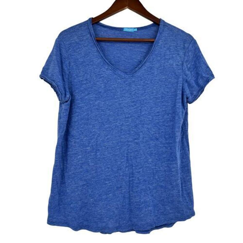 J. McLaughlin blue short sleeve linen basic t-shirt light weight size medium